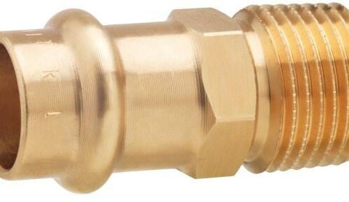 GOK Pressverbinder Typ PV-R, PS1/5bar, ID15 x AG R1/2, mit Gewinde, gerade, Rotguss