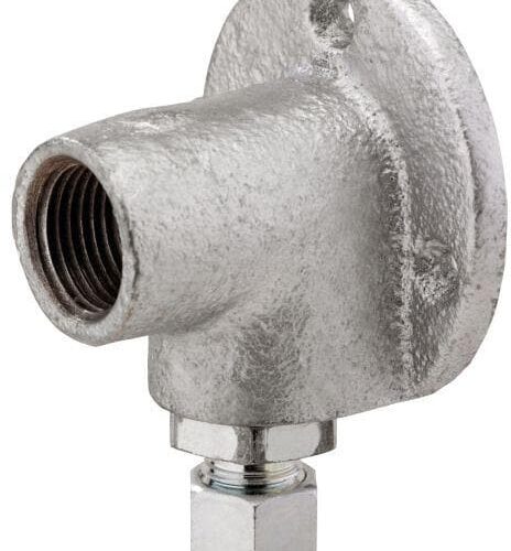 GOK Anschlusswinkel, mit Wandflansch Aufputz (für Gassteckdose Rp1/2 x RVS8), silber