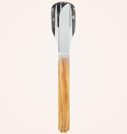 Akinod Feststehendes Besteck 12h34, silber/Olivenholz