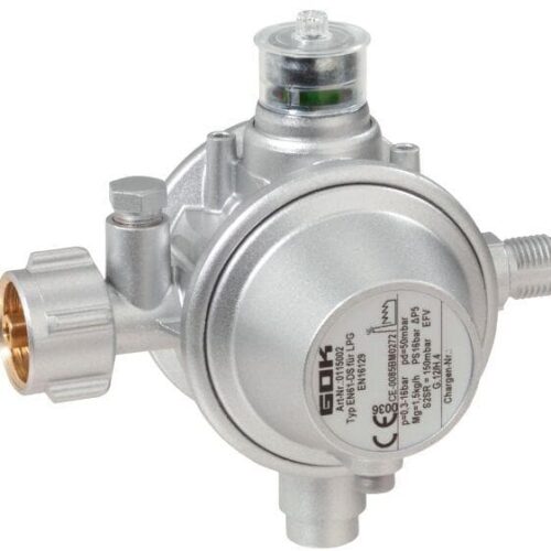 GOK Gasregler EN61-DS (KLF x G1/4LH-KN UEDS SBS SV), 1,5kg/h, 50mbar