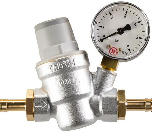 tigerexped einstellbarer Druckminderer, 1-5,5 Bar, mit Manometer, 2x Schlauchtülle 10mm