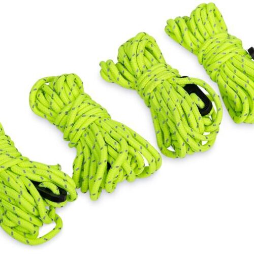 Spannleine mit Schnellspanner, reflektierend, grün, 4m, 4er-Pack