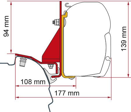 Fiamma F45/F43 Adapter für VW T5/T6 ab Bj. 2003 mit Multirail Reimo