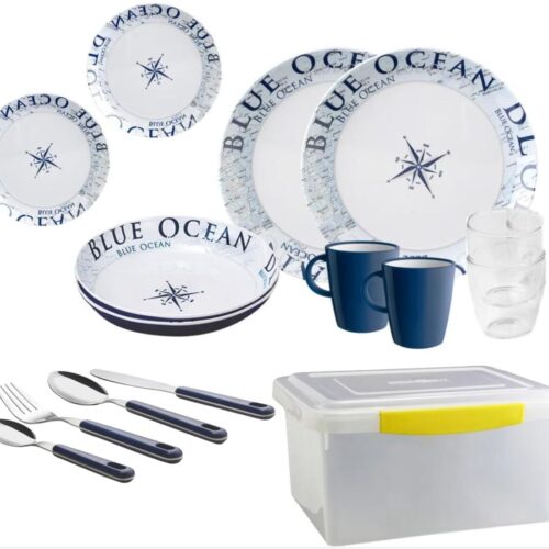 Brunner Blue Ocean Geschirrset, 18-teilig - Camping Wagner Edition