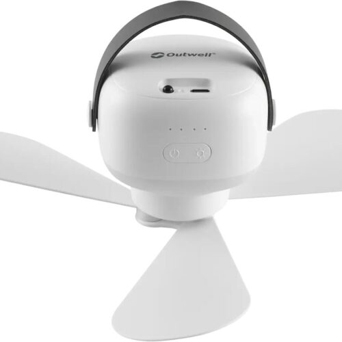Outwell Aurelios Ventilator, wiederaufladbar, mit Lampe, weiß
