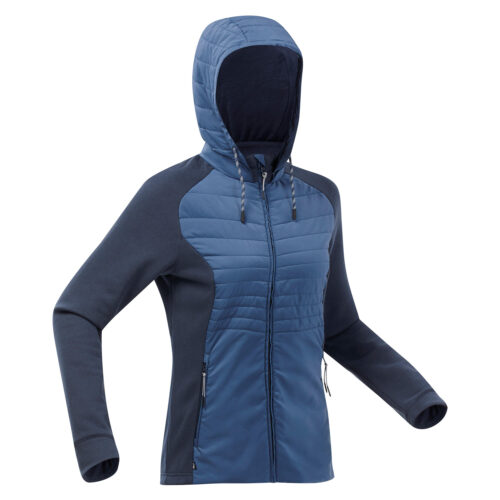 Sweatjacke mit Kapuze Damen Wandern - NH500 Hybrid bleu