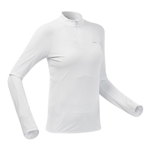 Wandershirt Damen langarm UV-Schutz Bergwandern - MH550 weiß