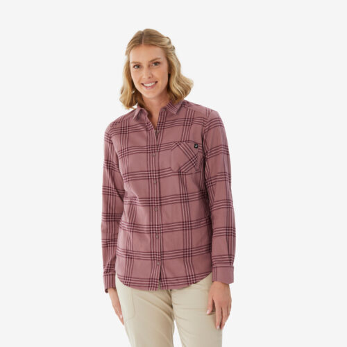 Trekkingbluse Damen langarm warm - Travel100 violett