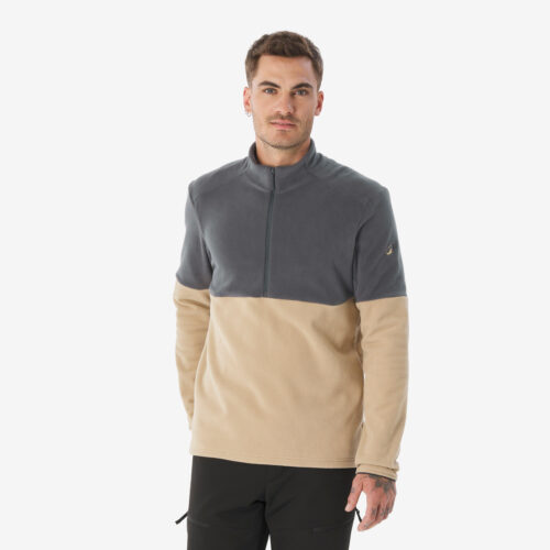 Fleecepullover Herren 1/2 Reißverschluss Wandern - MH500 beige