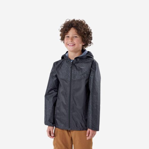 Wanderjacke Kinder Gr. 122–170 wasserdicht mit Reißverschluss - MH100 grau
