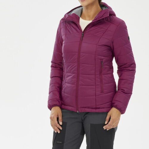 Wattierte Jacke Damen Kapuze Trekking - MT100 violett