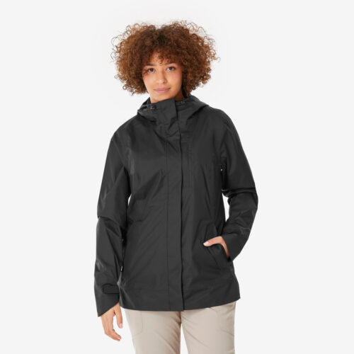 Regenjacke Damen wasserdicht Wandern - NH500 schwarz