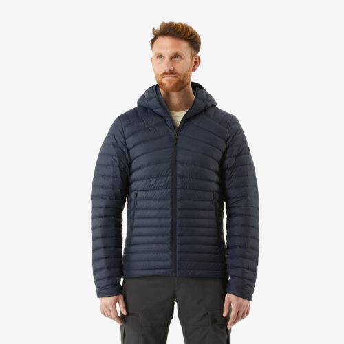 Daunenjacke Herren Kapuze bis -5 °C Trekking - MT100 blau