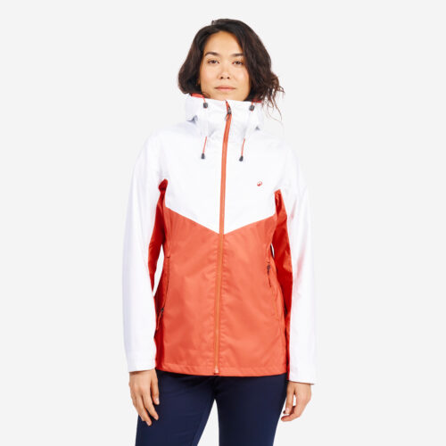 Regenjacke Segeln Damen wasserdicht 100 weiß/orange