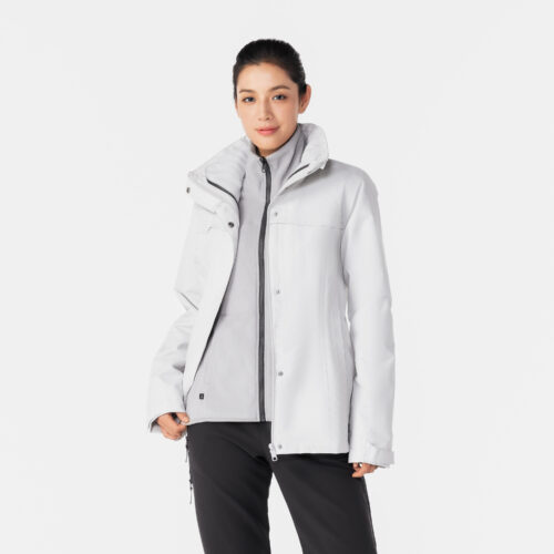 3-in-1-Jacke Damen bis 0 °C warm Wandern - NH100 grau