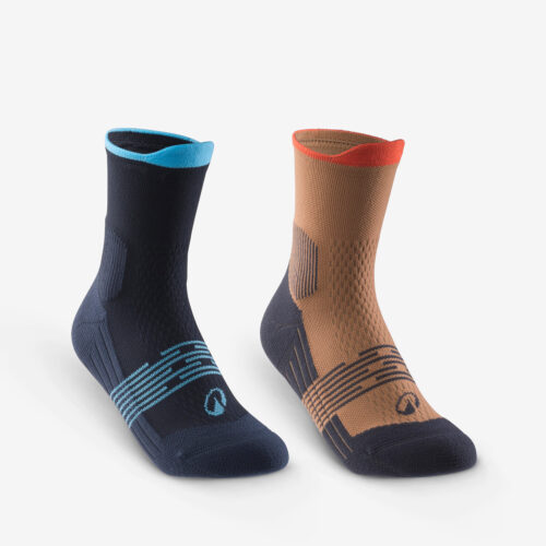 Wandersocken Kinder Gr.27–38 halbhoch Doppelpack - Hike 500 braun