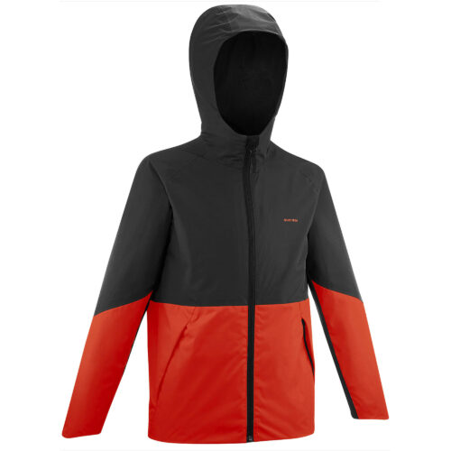 Regenjacke MH500 Kinder wasserdicht Gr. 122–170 grau/rot