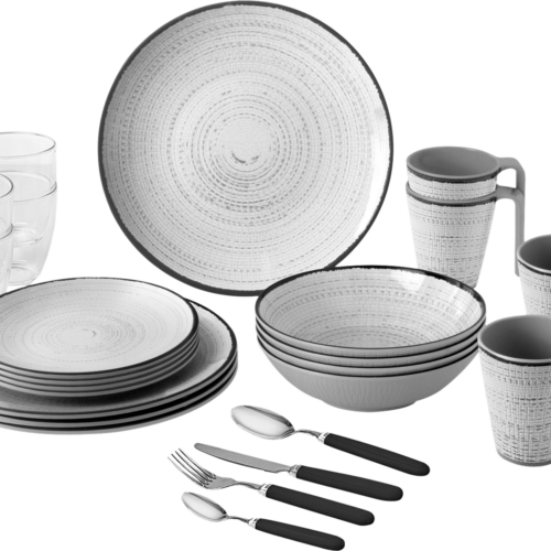 Brunner All Inclusive Geschirr-Set 36-tlg. tivoli für 4 Personen - Kunststoff und Melamin Geschirr-Sets