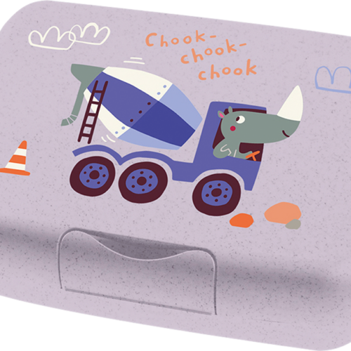 Koziol Candy L Box Lunchbox / Brotdose mit Trennschale organic grey trucks - Lebensmittelbehälter / Vorratsdosen