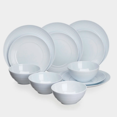 Flamefield Non-Slip Melamin Geschirr-Set 12 teilig Seramika Cool White - Kunststoff und Melamin Geschirr-Sets