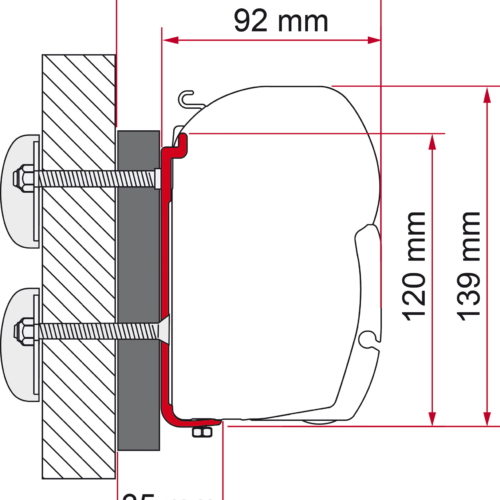 Fiamma Adapter Halterung Kit F45 - F70 für Dethleffs Globebus - Markisenadapter