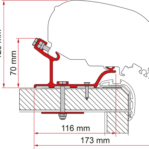 Fiamma Adapter Carthago Malibu 340 Markisenadapter für Fiamma F80 / F65 340 - Markisenadapter
