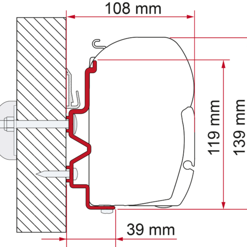 Fiamma Adapter Halterung F45 für Rapido Serie 9dF-9M-10 450 cm - Markisenadapter