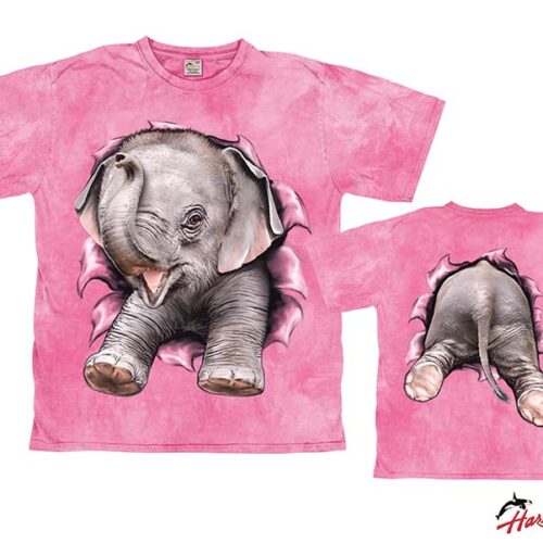 Harlequin Baby Elephant Kinder T-Shirt rosa 128 - Kinder T-Shirts & -hemden