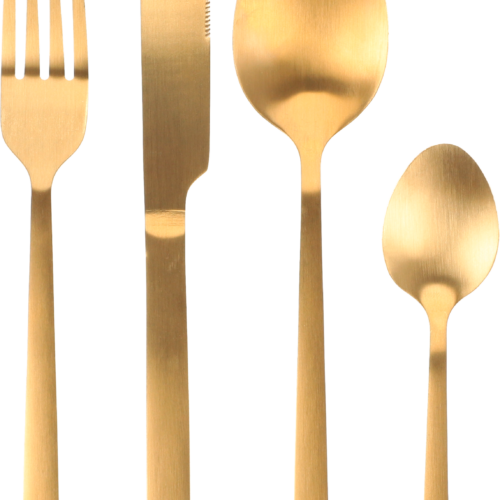 Berger Edelstahl Besteck-Set gold matt 16-tlg. für 4 Personen - Campingbesteck