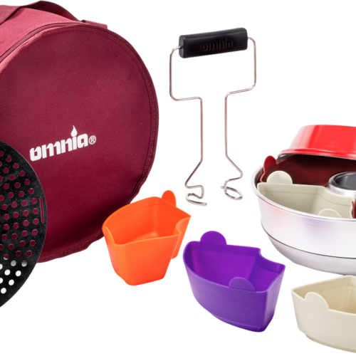 Omnia Campingbackofen KIT 2 mit Backblech / Tasche / Silikonformen / Tragegriff - Auflauf- und Backformen