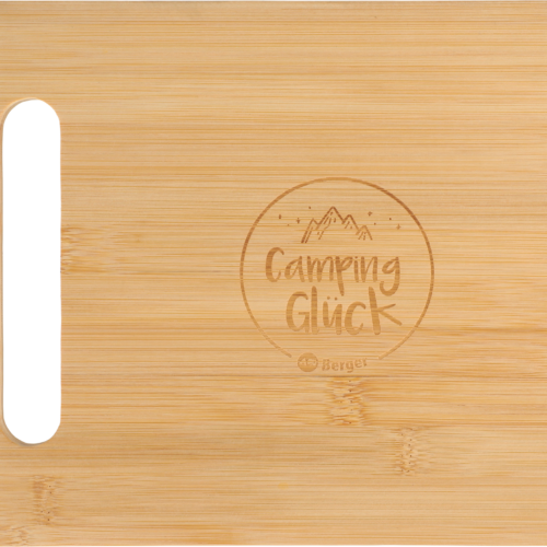 Berger Bambus Schneidebrett 28 x 22 cm "Camping Glück" - Schneidebretter