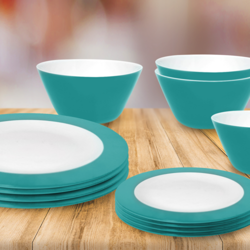 Omada Teller- und Schüssel-Set 12-tlg. sea blue für 4 Personen - Kunststoff und Melamin Geschirr-Sets