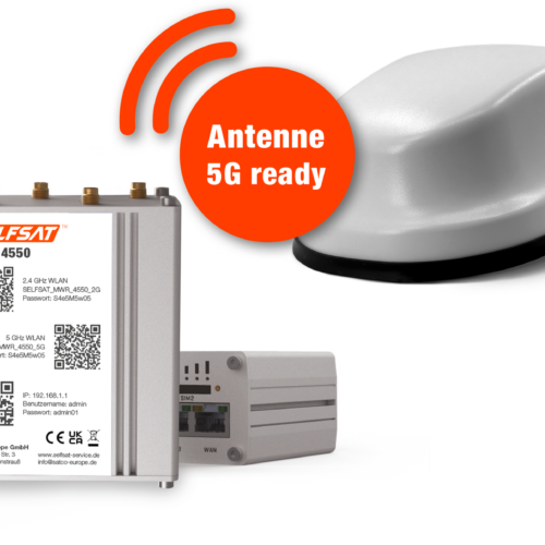 Selfsat 4G / LTE & WLAN Internet Router MWR 4550 Komplettset bis 300 Mbps inkl. 4G / 5G ready Dachantenne weiß - Router