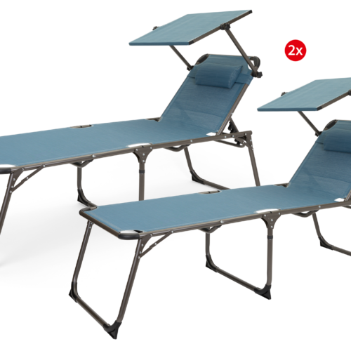 Berger Slimline Dreibein Sonnenliegen Set 2 Stück Persisch-blau - Liegen