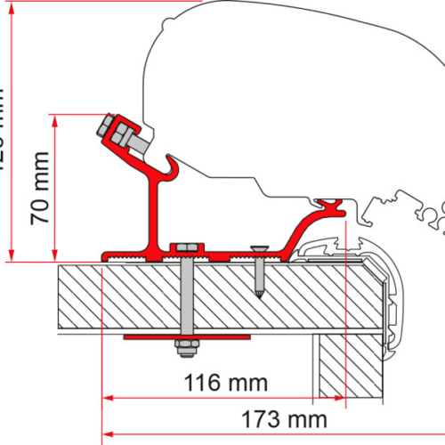 Fiamma Adapter Carthago Malibu 340 Markisenadapter für Fiamma F80 / F65 490 - Markisenadapter