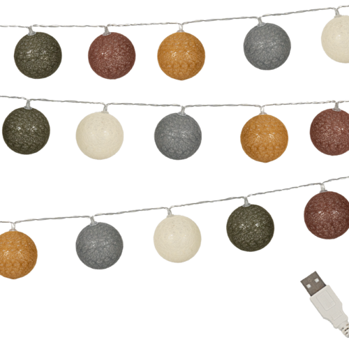 Berger Cotton Sphere Lichterkette 20 LED Kugeln (Länge 2,3 m) - Lichterketten & Dekobeleuchtung