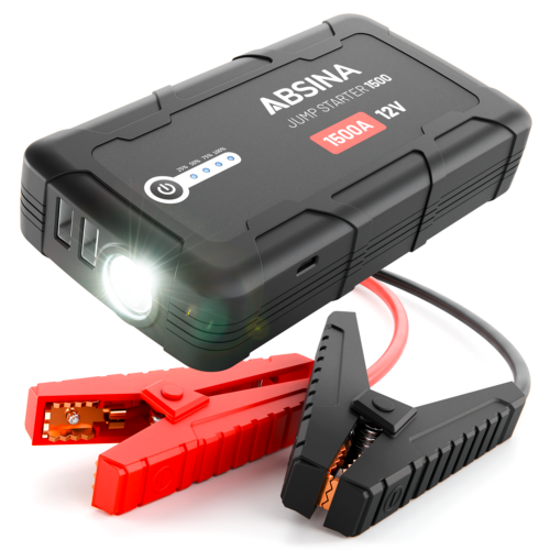 Absina 1500A Starthilfe Powerbank 12V für Fahrzeuge mit bis zu 6 L Benzin/4 L Dieselmotoren - Powerbanks