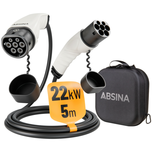 Absina Ladekabel Typ 2 Mode 3 für Elektroautos 22 kW / 32 A / 5 Meter - Batterie-Ladegeräte