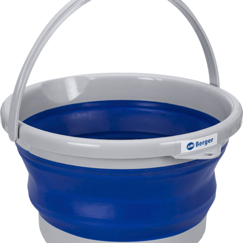 Berger Falteimer 10 Liter gefaltet nur 5 cm hoch blau / grau - Spülhilfen