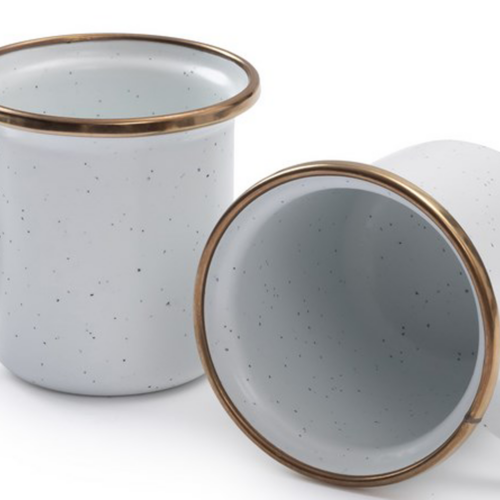 Barebones Emaille Espressotassen-Set 2-tlg. Egg Shell - Becher & Tassen