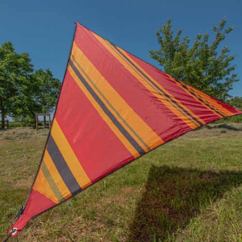 Bent Zip-Canvas Sonnensegel Orient Design rot gestreift/RV schwarz - Pavillons & Tarps