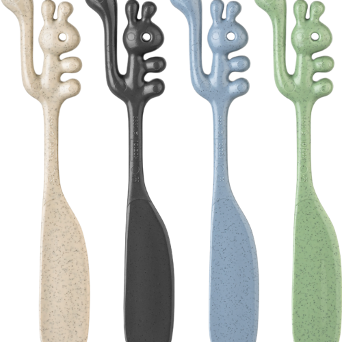 Koziol Streichlöffel / Schmiermesser Yummi 1 Stück desert sand / nature ash grey / nature leafe green / nature flower blue - Campingbesteck