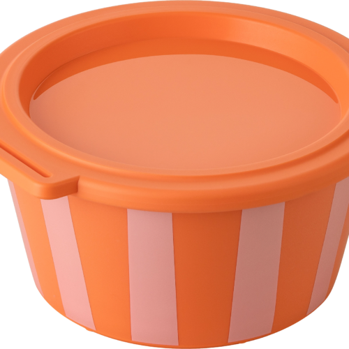 Koziol Schale mit Deckel Nora Box 700 ml Stripes strong coral - Schüsseln & Schalen