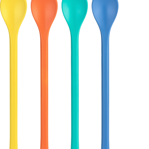 Koziol Löffelset Nora Spoon L 4 Stück strong blue/coral/green/yellow - Campingbesteck