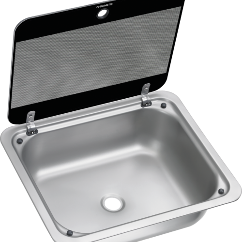 Dometic Eckige Spüle SNG 4133 mit Glasabdeckung transparent 410 x 335 mm - Spülbecken