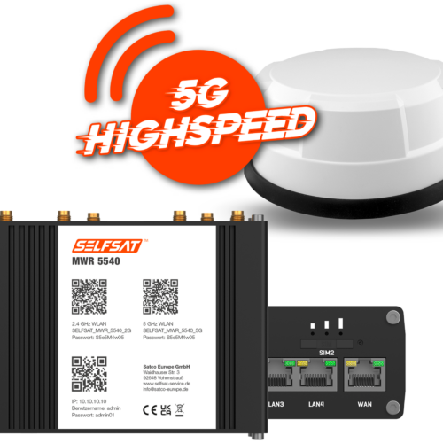 Selfsat 5G Cat 12 WLAN Router MWR 5540 bis 2,6 Gbps inkl. Panorama Antenne weiß - Router