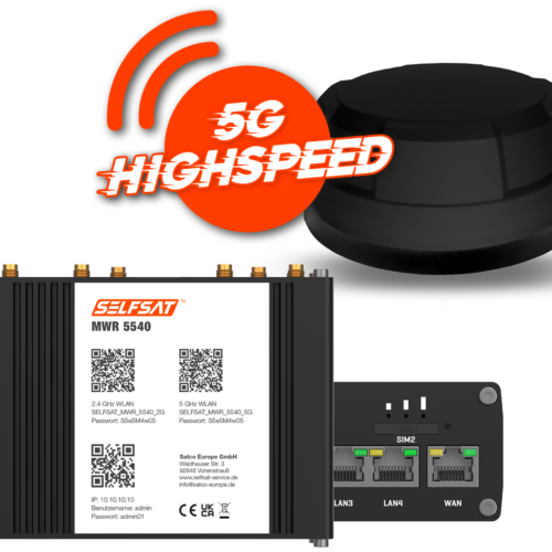 Selfsat 5G Cat 12 WLAN Router MWR 5540 bis 2,6 Gbps inkl. Panorama Antenne schwarz - Router