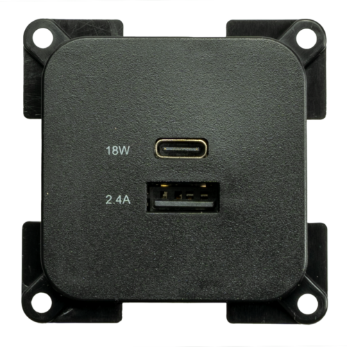 Haba Ladegerät Einbau Steckdose C-Line dual USB-A und USB-C 10-24 Volt - 12 / 24 V Einbausteckdosen