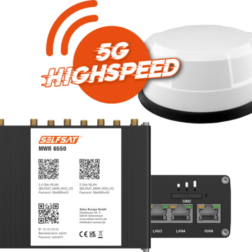 Selfsat 5G Cat 19 WiFi 6 WLAN Router MWR 6550 bis 3,4 Gbps inkl. Panorama Antenne weiß - Router