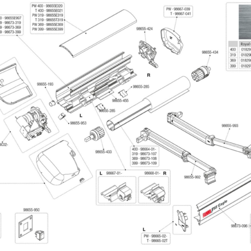 Fiamma Arm links für Markise F45eagle 350-450 / F65eagle 319-400 - Fiamma Ersatzteilnummer 98655-992 - Ersatzteile Fiamma Markisen
